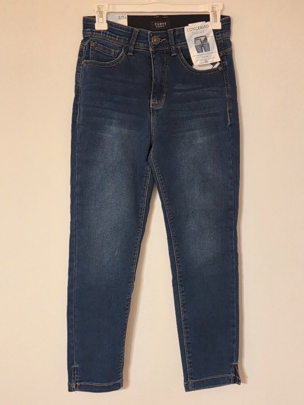 Curve Appeal Straight Leg Concealed Comfort Waist Blue Jeans